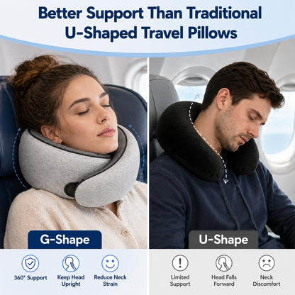 G-Shaped Memory Foam Travel Pillow – Ergonomic Neck Support for Comfortable Travel